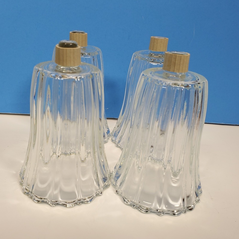 Vintage Votive Cups Peg Candle Ribbed Glass Pattern Homco W/Grippers Set of 4